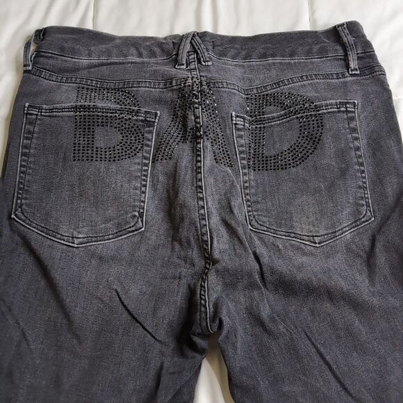 Good American size 14/32 Black Good Waist Skinny Jeans with Rhinestone BAD - Picture 2 of 13